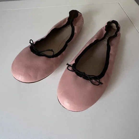 J. Crew Evie Blush Leather Bow Detail Ballet Flats - Picture 3 of 10